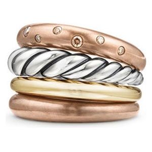 David Yurman Pure Form 4 Row Diamond & Bronze Ring